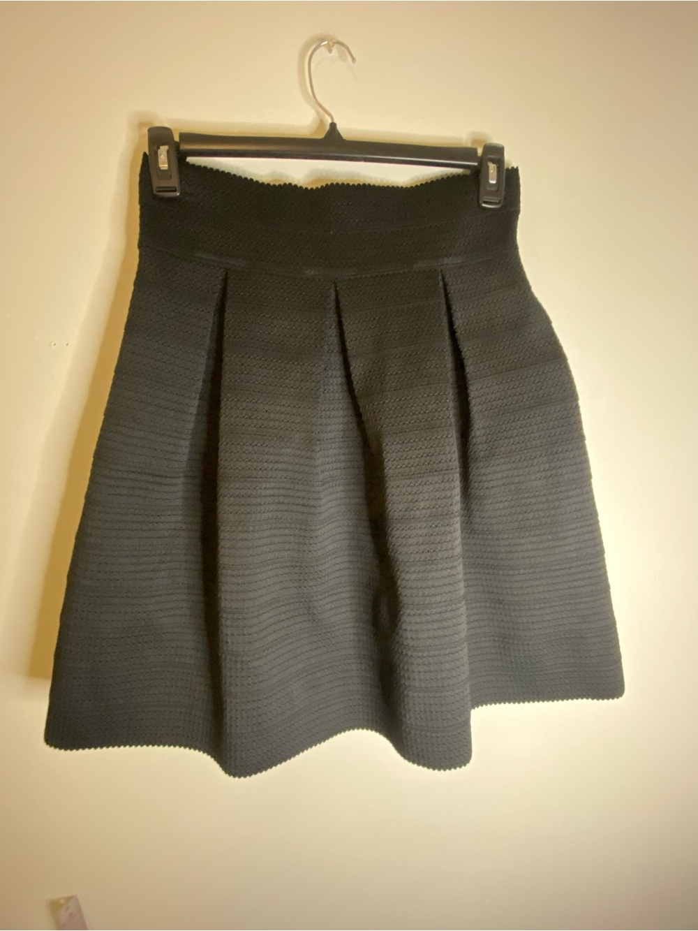 New York & Company Black Textured Pleated A-Line Skirt